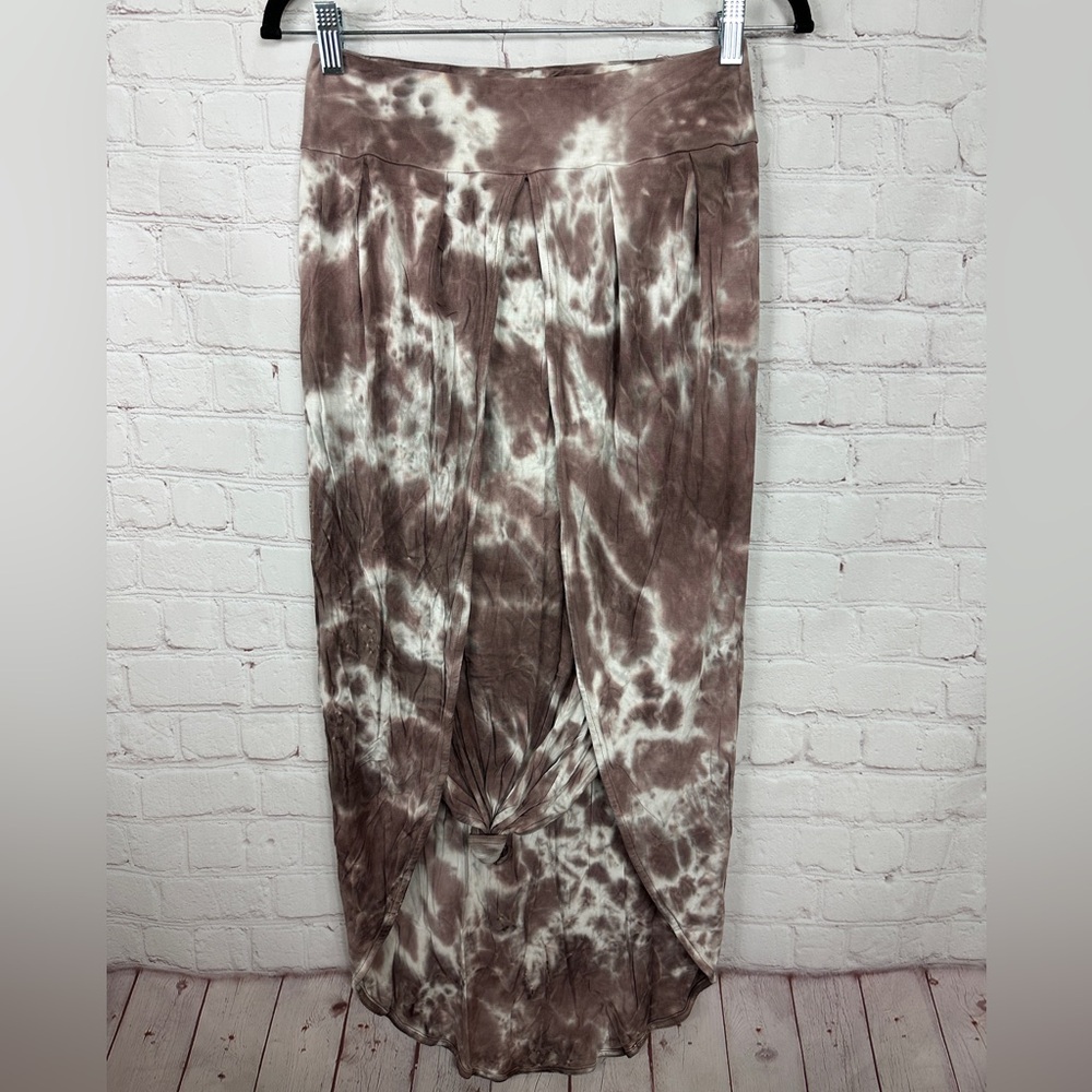 Earthbound Trading Company Boho knit midi hi low beachy viscose skirt sz S GUC